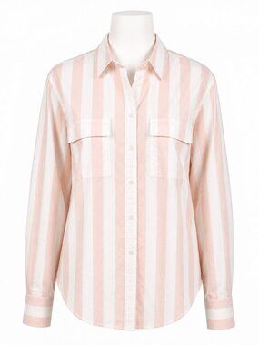 NWOT Ann Taylor Weekend Soft Blush Stripe Shirt S